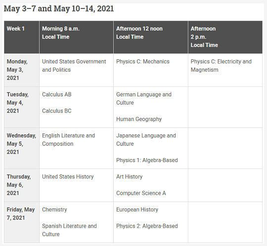 公布：2021年AP考试时间出炉，考试具体安排介绍