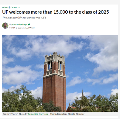 佛罗里达大学公布录取数据，申请增加6%，录取率29%！