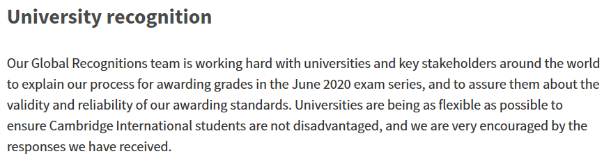 CAIE考试局更新A-level成绩大学认可度信息，各学校是如何回复的？