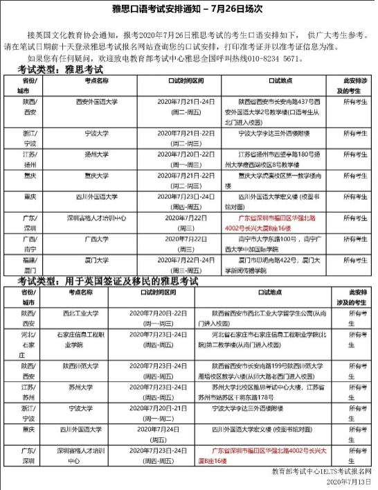关于雅思退转考说明  雅思口语考试安排！