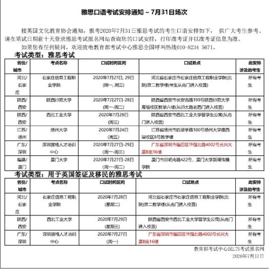 关于雅思退转考说明  雅思口语考试安排！