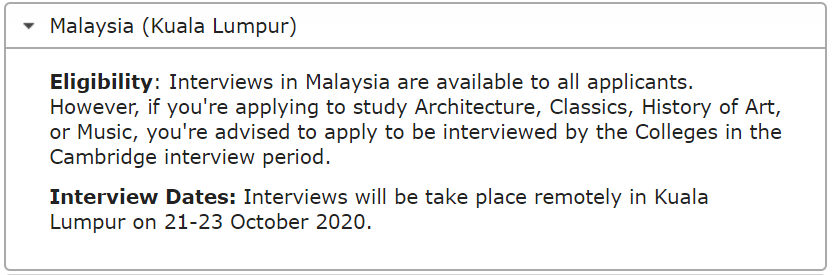 剑桥大学上海&香港&新加坡&马来西亚面试信息分享！