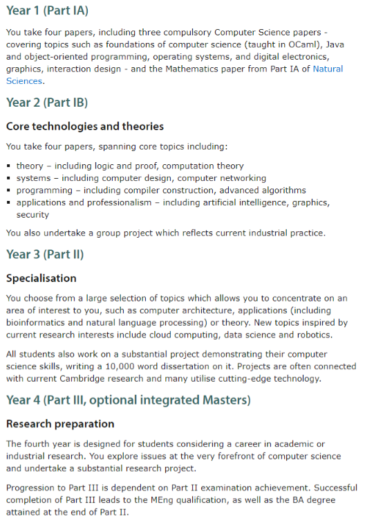剑桥大学计算机科学具体学什么？课程设置分享！